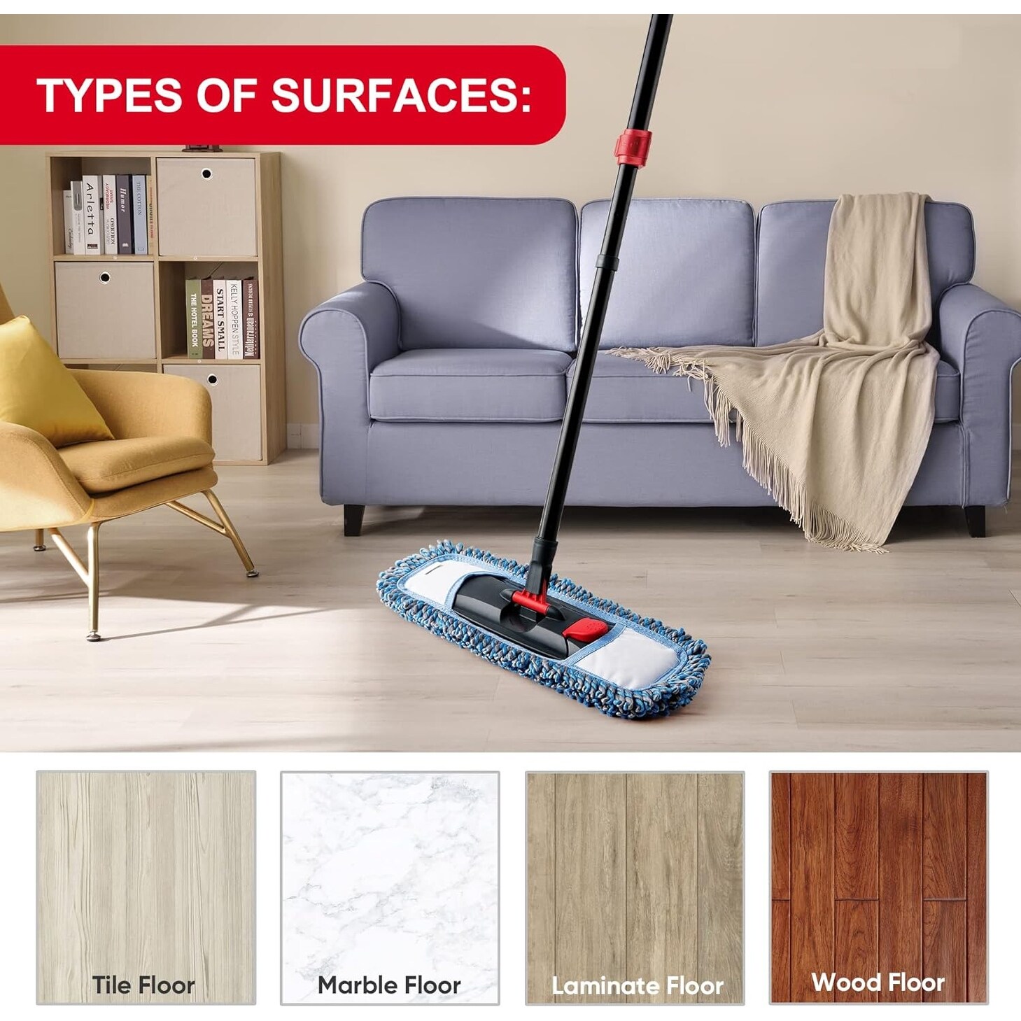 Dust Mop for Floor Cleaning Microfiber Professional Dry Wet Flat Mops