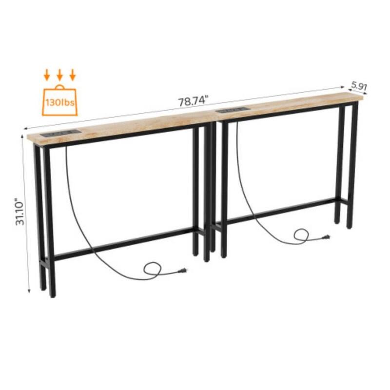 VINGLI 2-piece Set Triamine + Iron 200 * 15 * 79cm with Power Strip Foyer Table