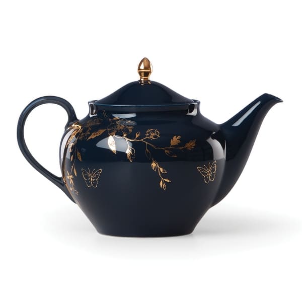 slide 2 of 2, Lenox Sprig & Vine Teapot Blue