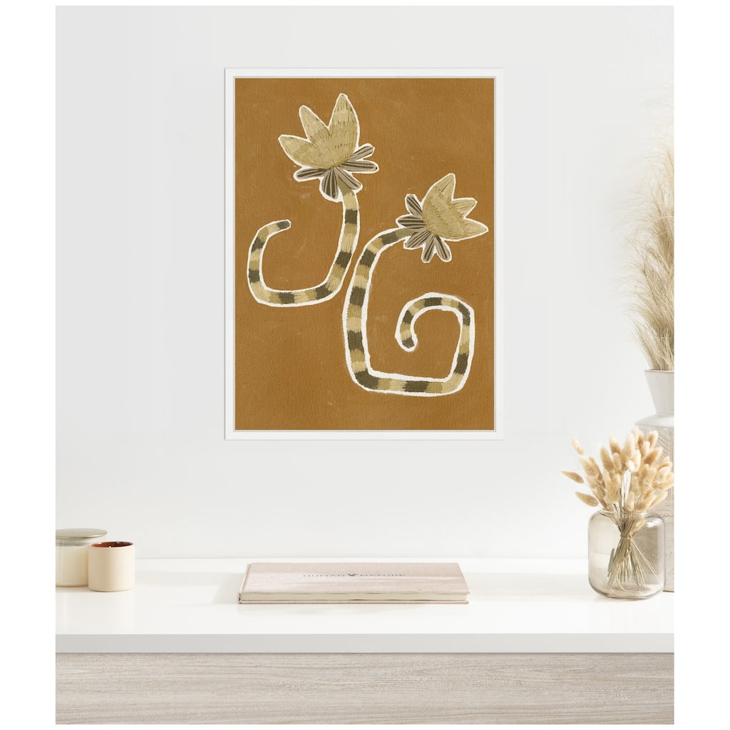 Kate and Laurel Sylvie Delicate Bloom 8 Framed Canvas by Shatha Al Dafai