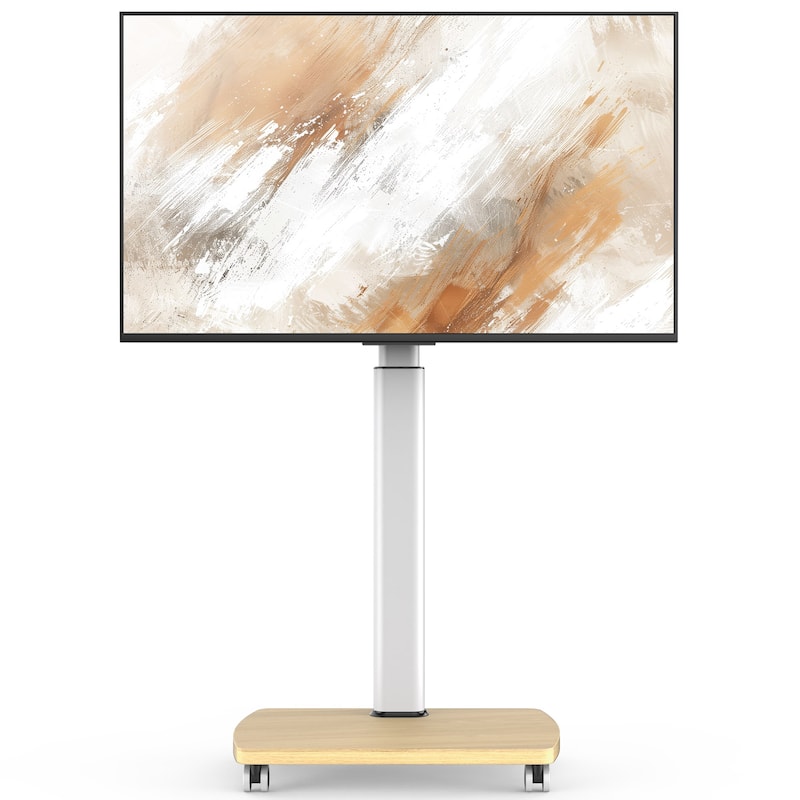 AOKCOS Modern Rolling TV Stand with Wheels for 43 to 75 inch TVs - White