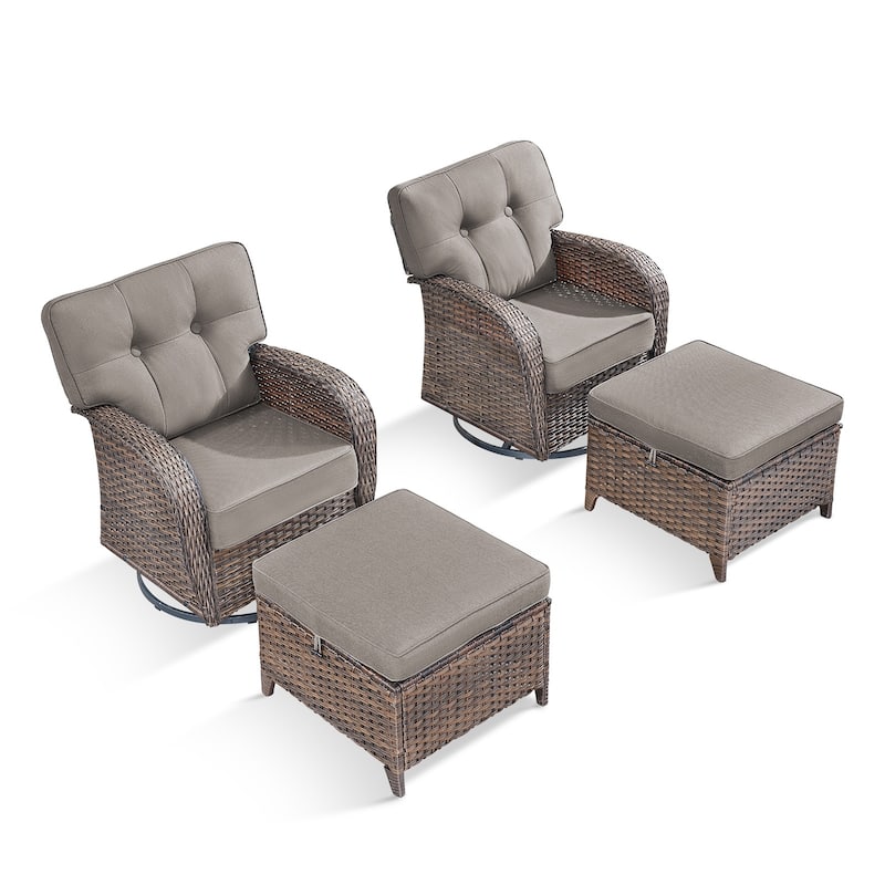 Pocassy Outdoor Swivel Chair Set Patio Funiture Chairs