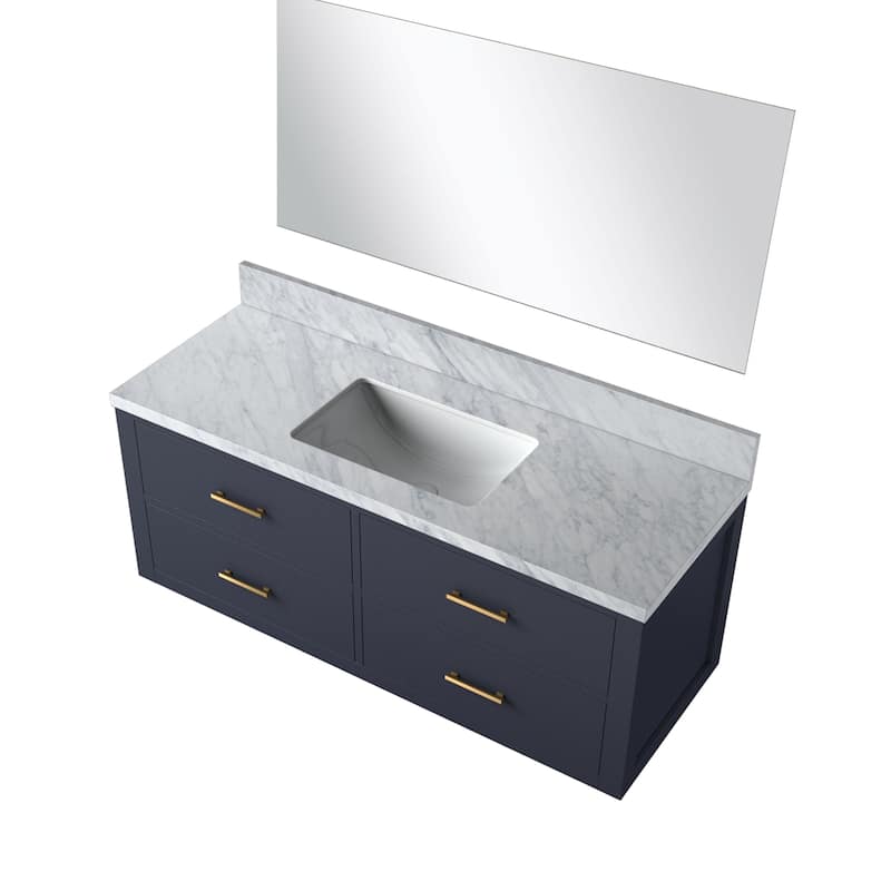 Castor Bath Vanity with Carrara Marble Top, Sink and Mirror