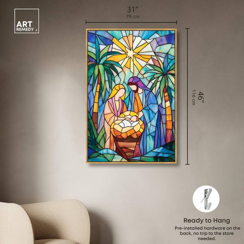 Holy Family Framed in Glass Canvas by Art Remedy