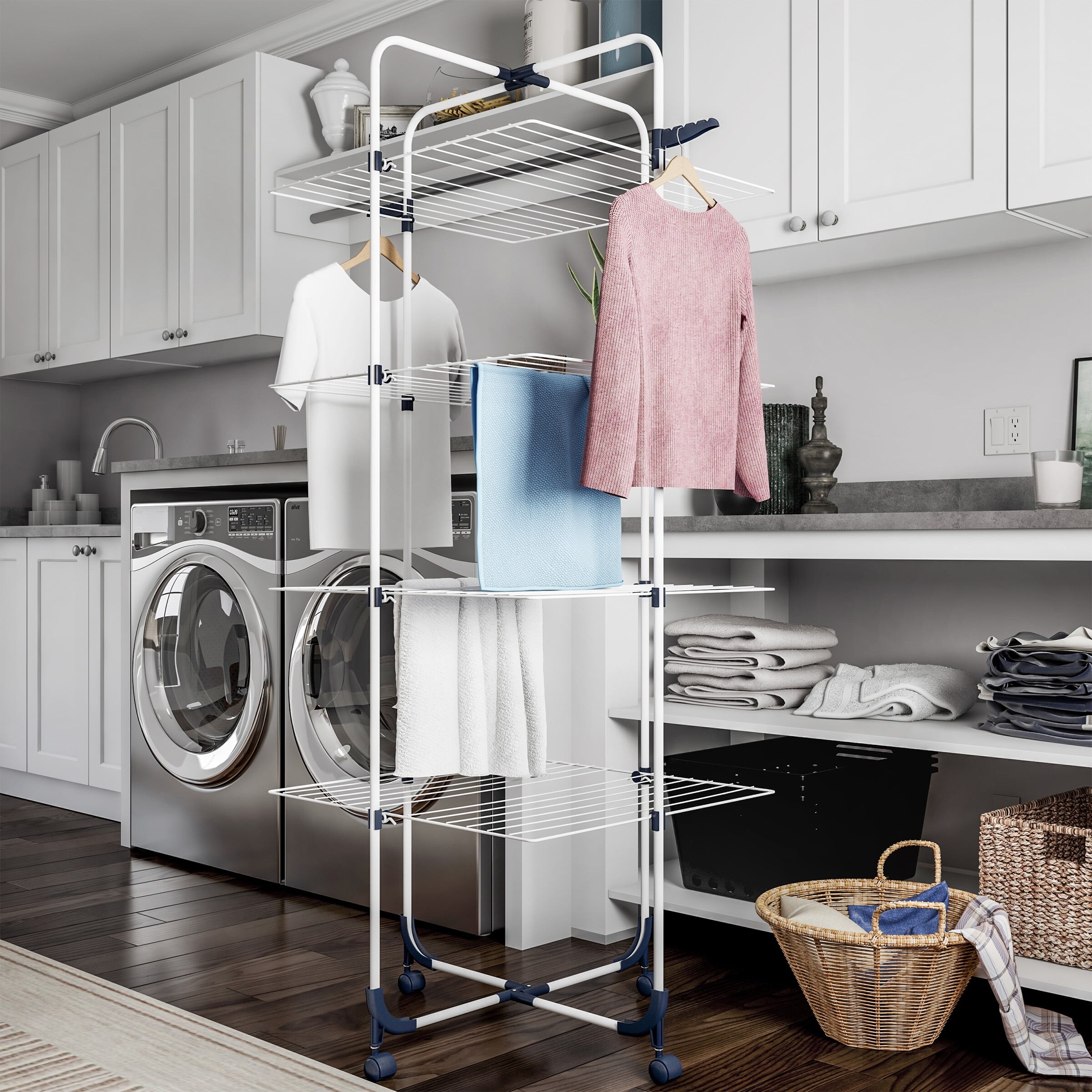 4 Tier Plastic Clothes Drying Rack White