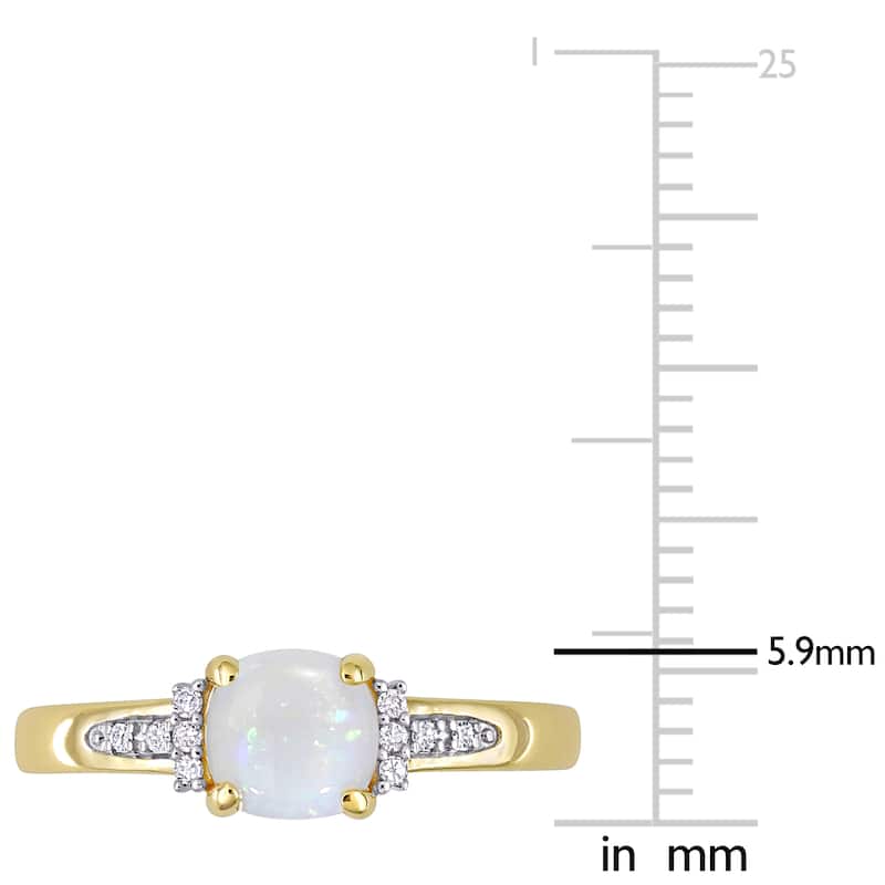 Miadora 10k Yellow Gold Opal and Diamond Accent Halo Engagement Ring