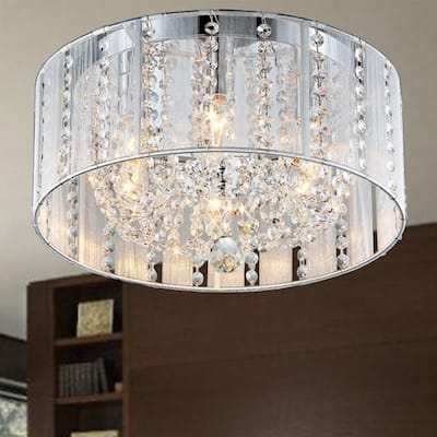 White 16-inch Crystal Flush Mount