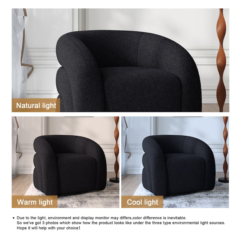 Upholstered Boucle Swivel Accent Chair