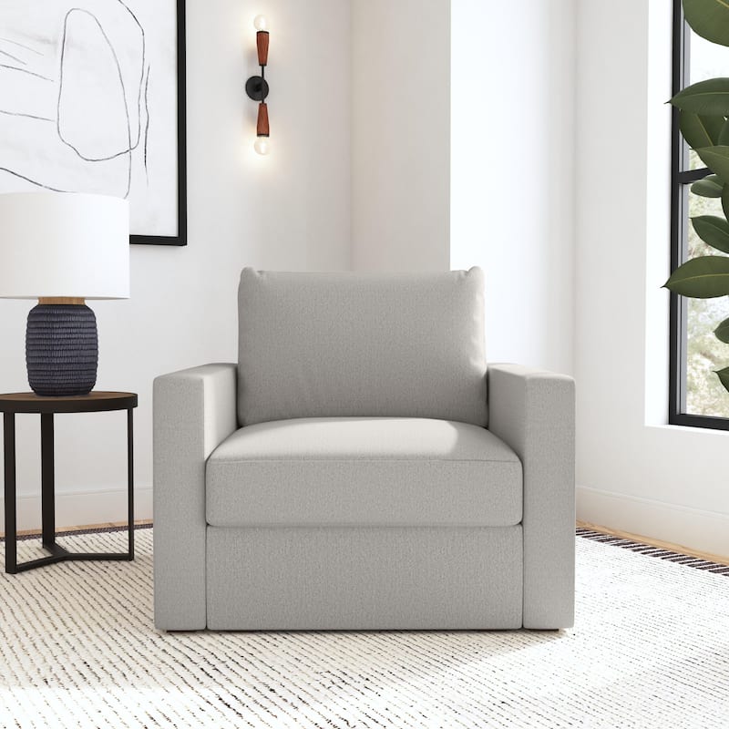 Flexsteel Stain-Resistant Performance Fabric Modular Chair - 41" x 35" x 37" - Light Gray