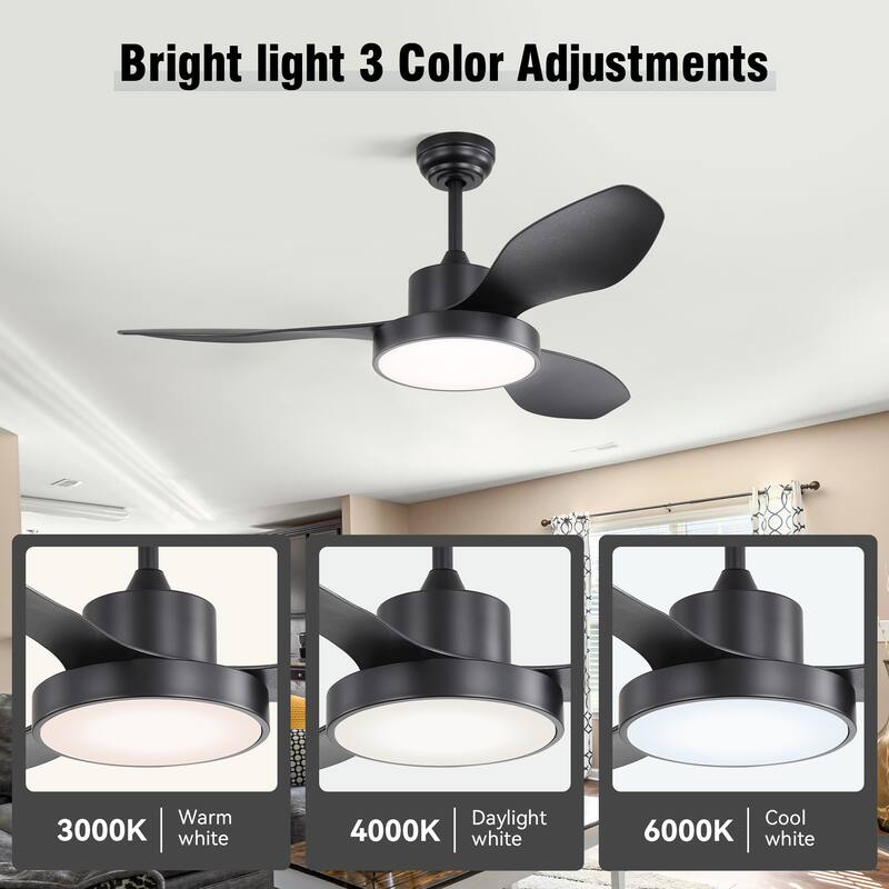 47" 6 Speeds LED Ceiling Fan w/ Remote Control and Reversible DC Motor