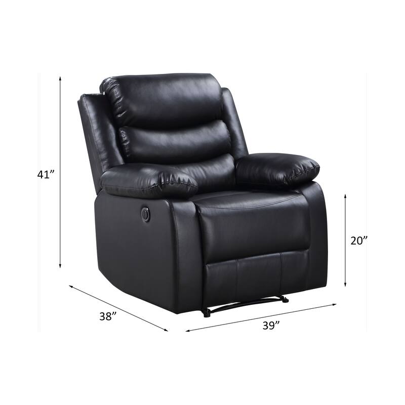 Black Synthetic Leather Power Motion Recliner - Black