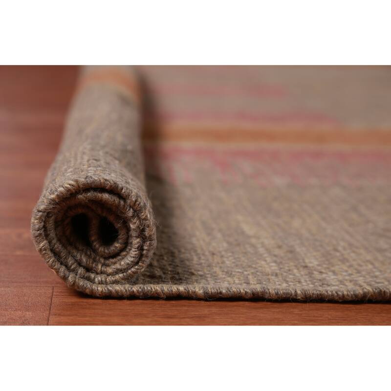 Hand Woven Oriental 100% Jute Carpet Southwestern Modern Brown Kilim Area Rug - 13' 8'' X 10' 3''