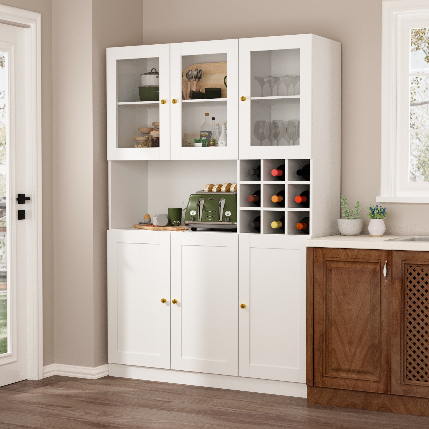 70.9 H Kitchen Pantry Wine Storage Cabinet Storage Acrylic Glass Bed Bath Beyond 36529142