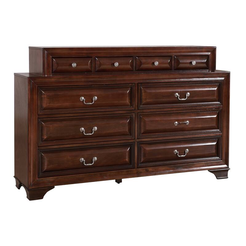10-Drawer Cappuccino Dresser with Rich Finish, Wide Storage Drawers, and Smooth Glide Hardware for Bedroom Needs