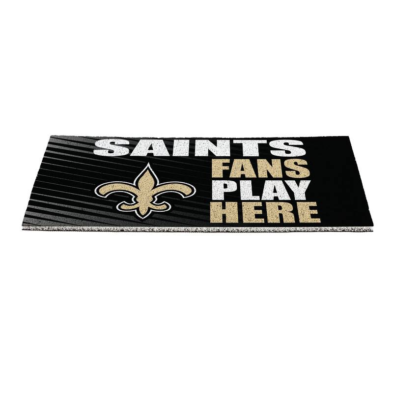 28 in. x 16 in. New Orleans Saints "Fans Play Here" PVC Door Mat