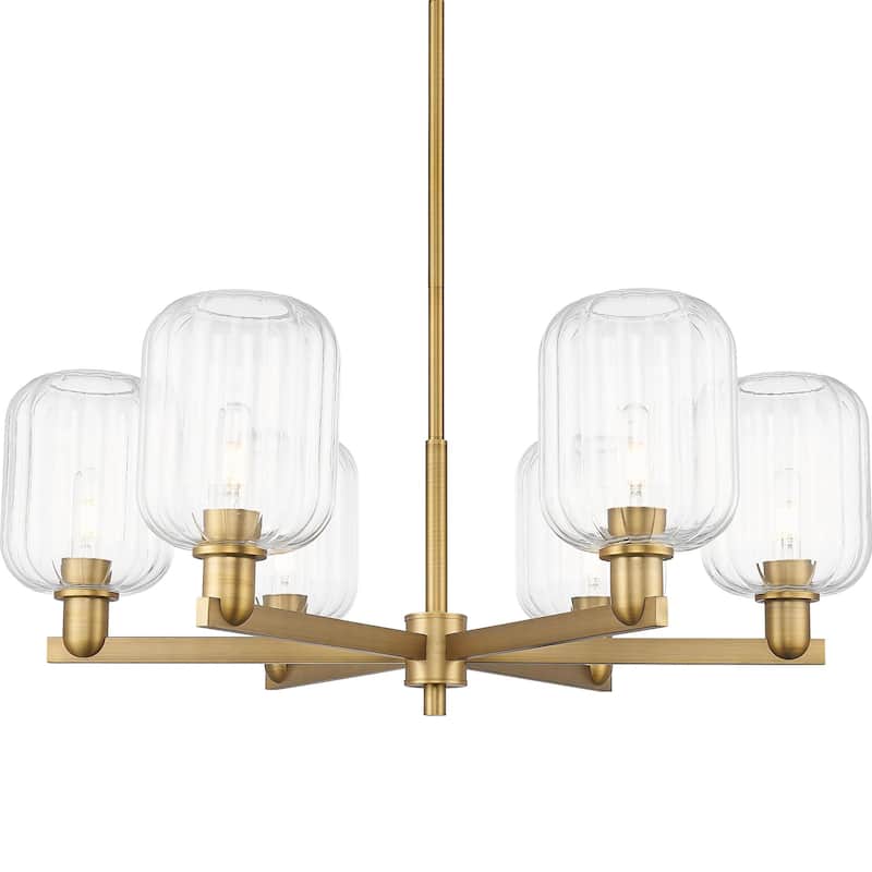 Innovations Lighting 716-6CR-14-24 Preston Chandelier Cylinder Preston - Brushed Brass / Clear