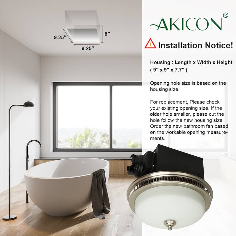 110 CFM Ceiling Exhaust Bathroom Fan with Light and Nightlight