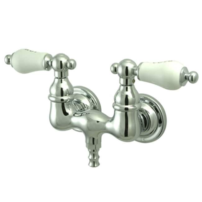 Kingston Brass Vintage Wall Mounted Clawfoot Tub Filler with Porcelain - Polished Chrome