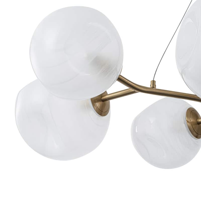 Glam 8-Light Branch White Misty Glass Globe Island Pendant