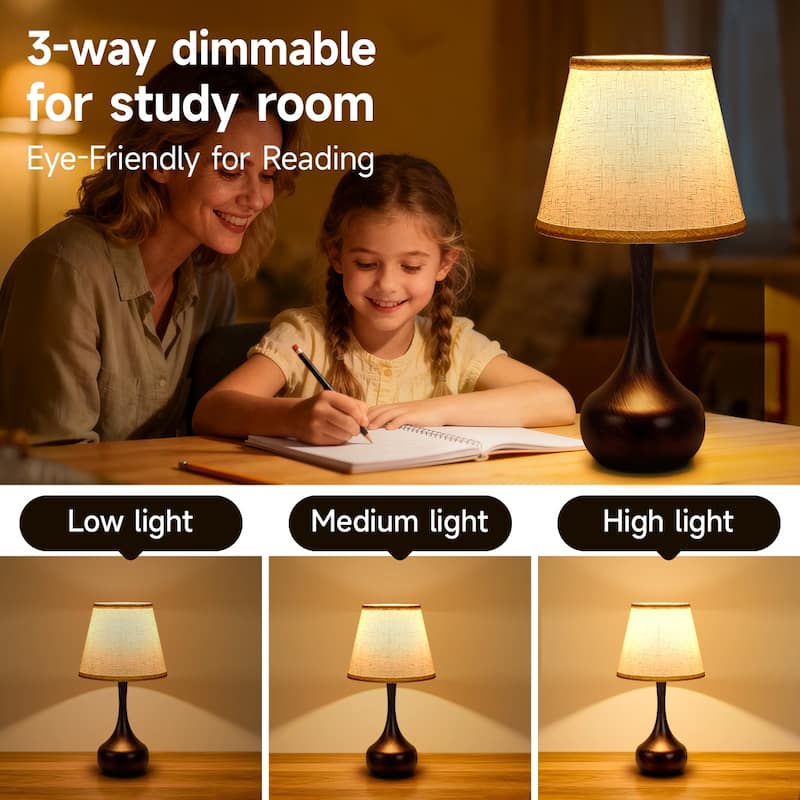2-piece set of three level dimming small table lamp pink bedside lamp for children's rooms/living rooms (including LED bulbs)