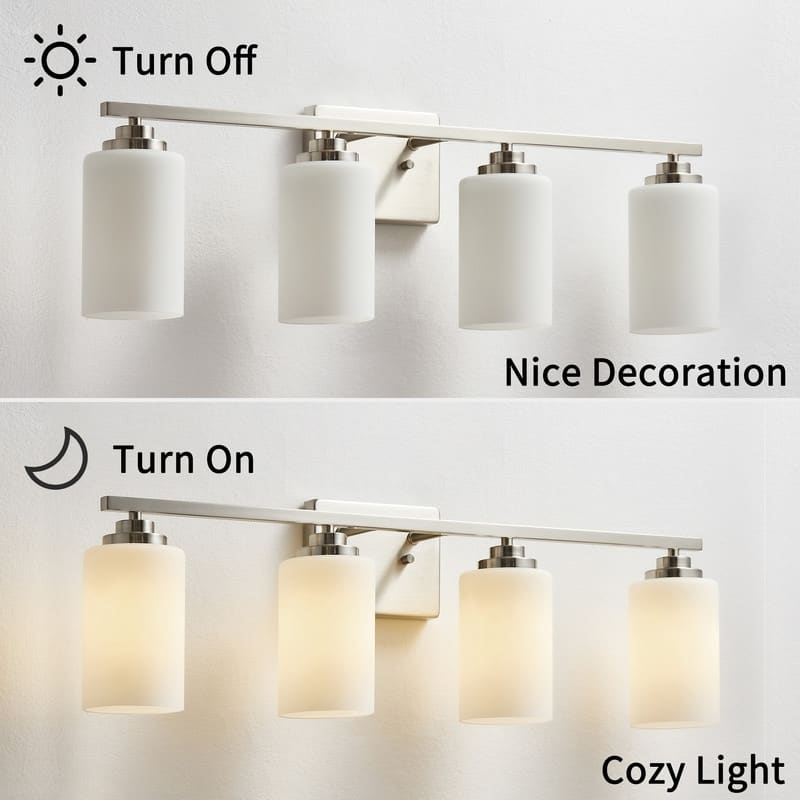 KAWOTI Rive 30" 4-Light Dimmable Vanity Light with Frosted White Glass