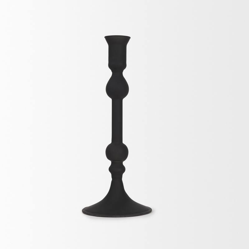 Haute Large Matte Black Blown Glass Candlestick