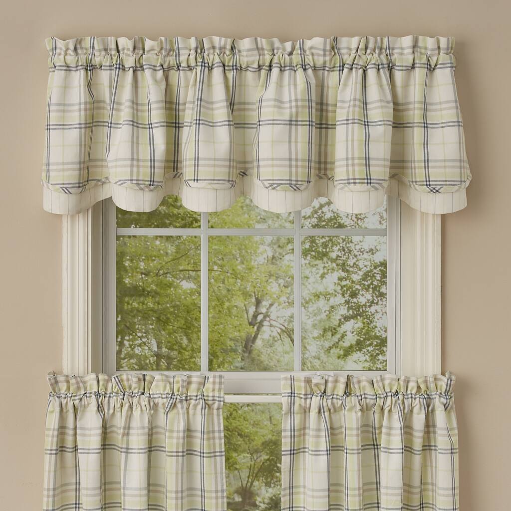 Park Designs Dew Drop Plaid Lined Layered Valance - 72" X 16"