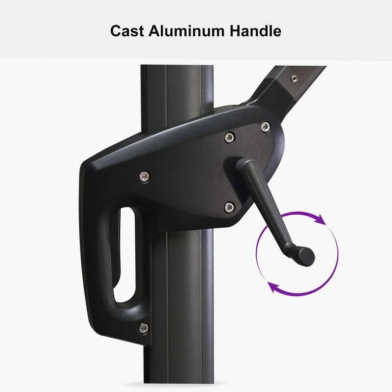 PURPLE LEAF 9 ft Square 360 Degree Rotation Patio Cantilever Umbrella