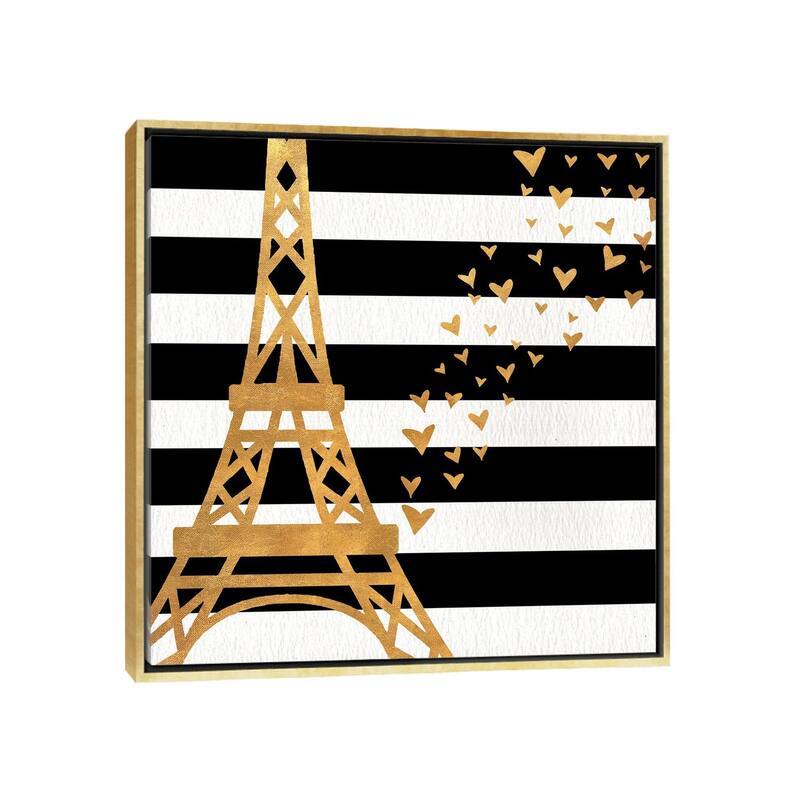 iCanvas "Eiffel Tower Love" by SD Graphics Studio Framed - Gold - 18x18