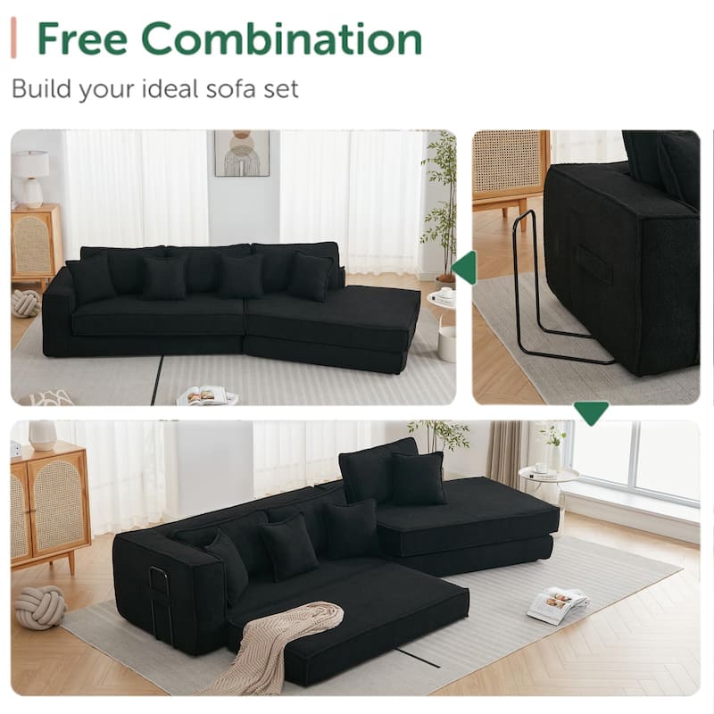 Folding Convertible Out Sleeper Sofa Bed - Black