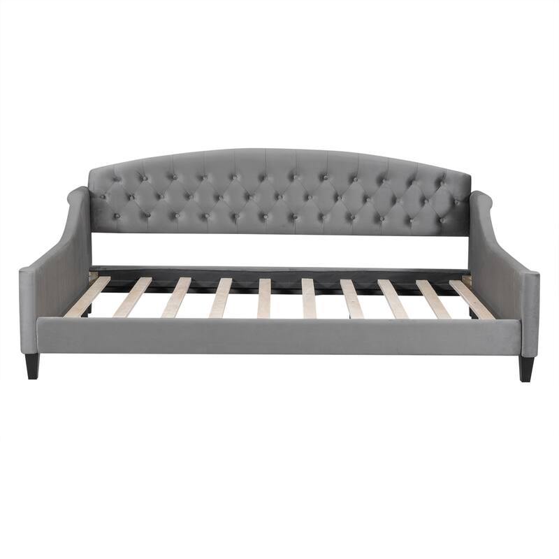 Luxury Full Size Velvet Daybed with Button Tufted Backrest