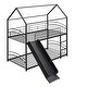 preview thumbnail 15 of 16, Twin Over Twin Metal Bunk Bed With Slide,Kids House Bed Black