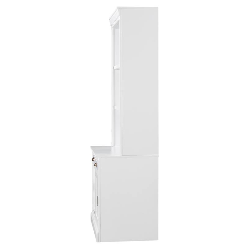 2-Piece Freestanding Bookcase Set, 83.4" Tall Storage Bookshelf with LED Lights, Sliding Doors, Drawer & Open Shelves