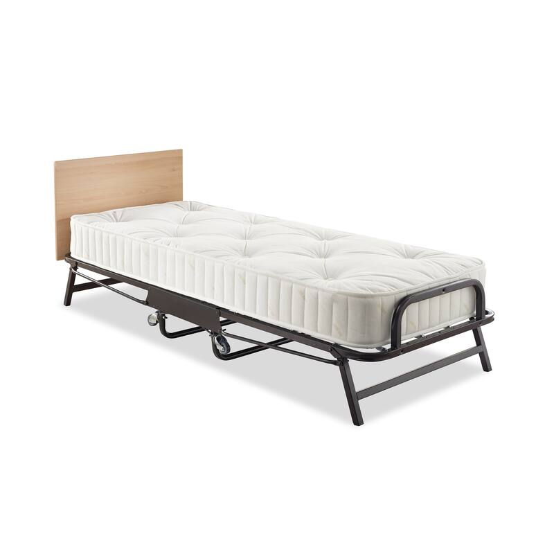 Jay-Be Hospitality Cot Folding Bed with Deep Spring Mattress and Headboard, Twin, - Specialty - Medium