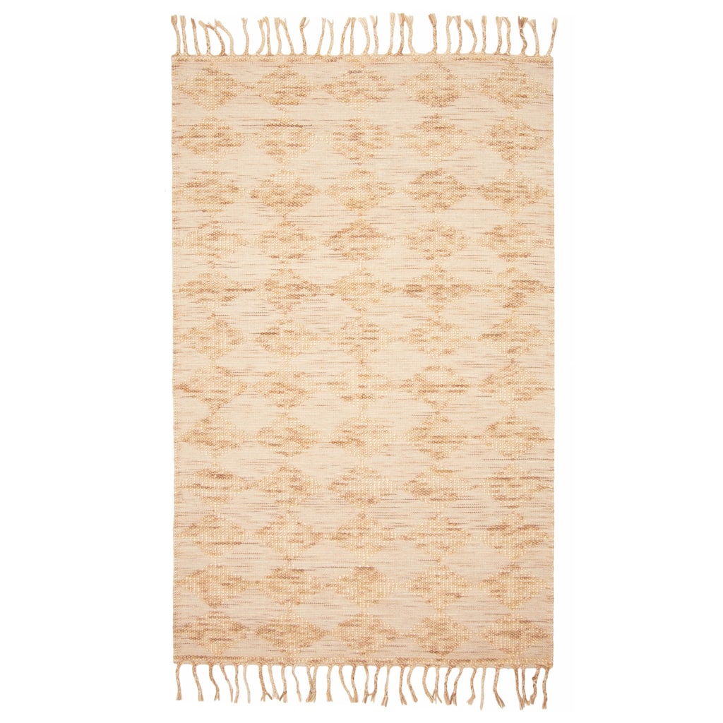 ECARPETGALLERY Braid weave Sienna Beige Wool Rug - 5'9 x 7'11