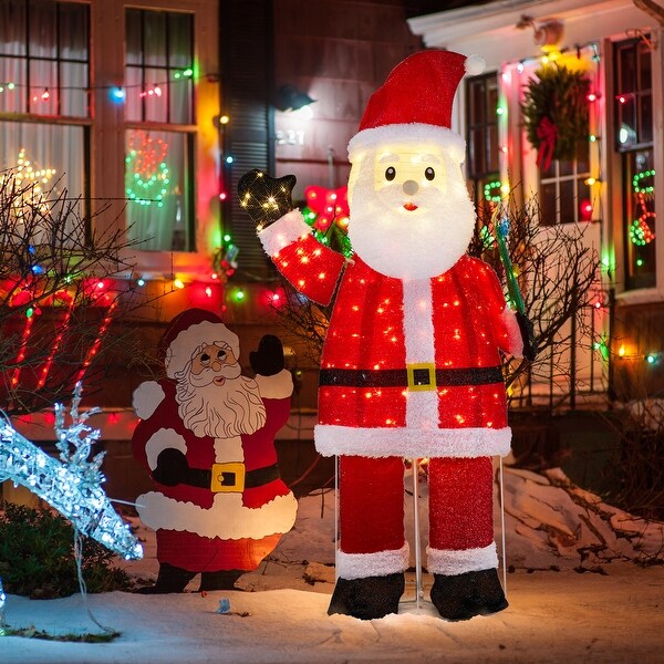 6Ft Lighted Santa Christmas Yard Decorations, Pre-Lit Pull Up