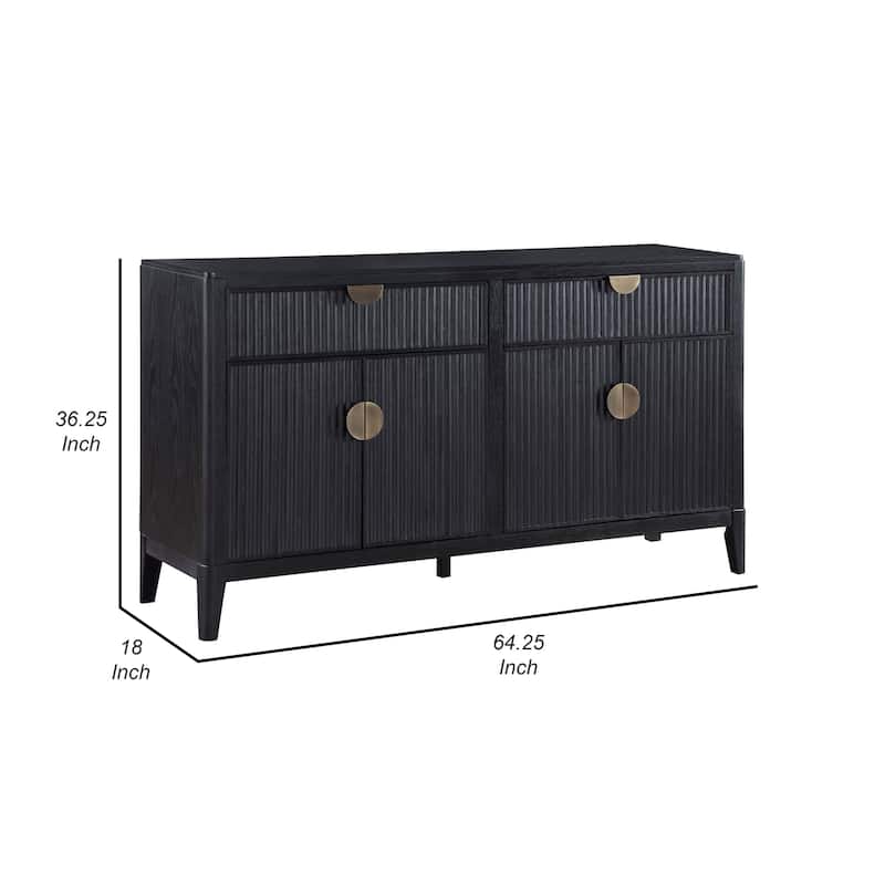 Jack 64 Inch Sideboard Buffet Console, 2 Drawers and 2 Cabinets, Black