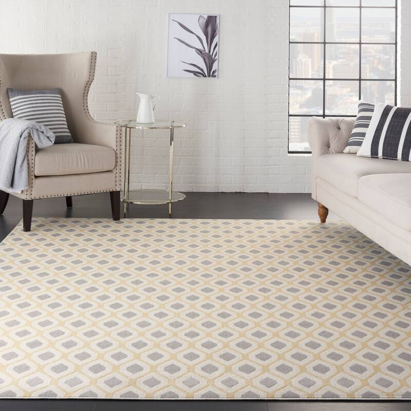 Nourison Grafix Modern Geometric Area Rug - 7'10" x 9'10" - White - Runner/Rectangle
