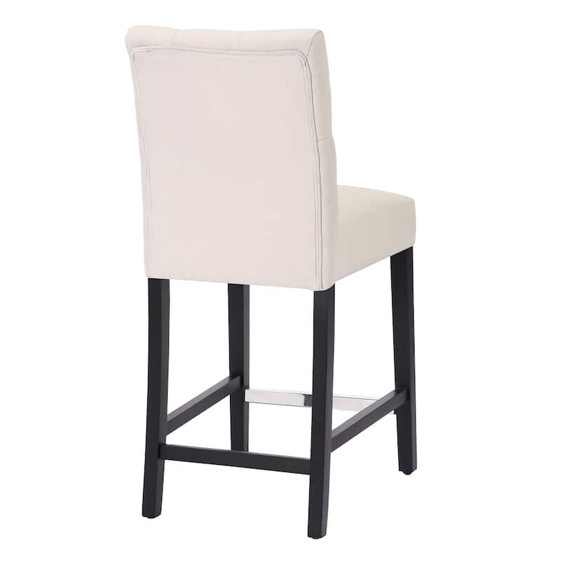 Carter 24" Classic Button Tufted Counter Stool Black Finished Legs