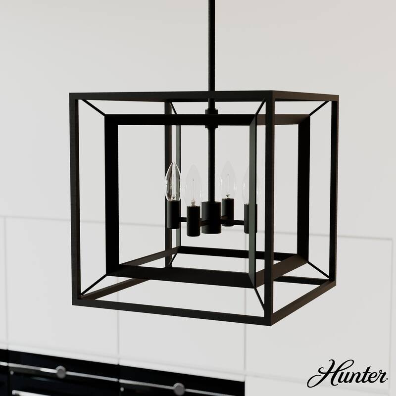 Hunter 15" Doherty 4-Light Chandelier - Kitchen Island, Entry, Dining Room - Industrial, Contemporary, Transitional - Natural Iron