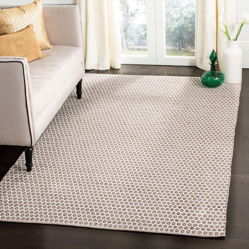 SAFAVIEH Handmade Flatweave Montauk Holly Casual Cotton Rug - 5' x 8' - Taupe/Ivory