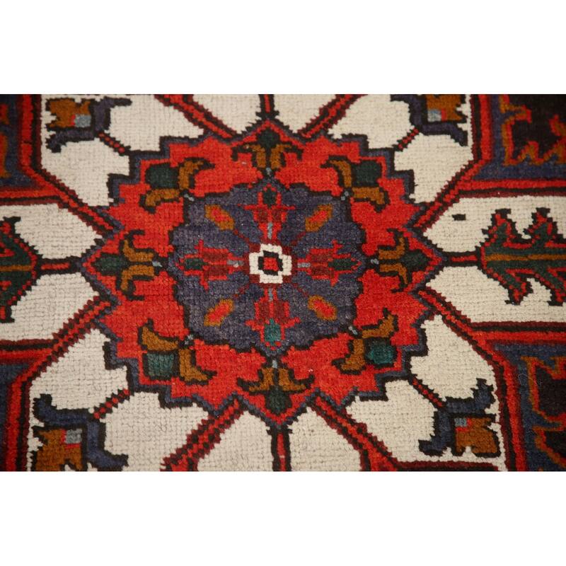 Hand Knotted Oriental 100% Wool Carpet Traditional Medallion Red Heriz Area Rug - 9' 8'' X 6' 7''