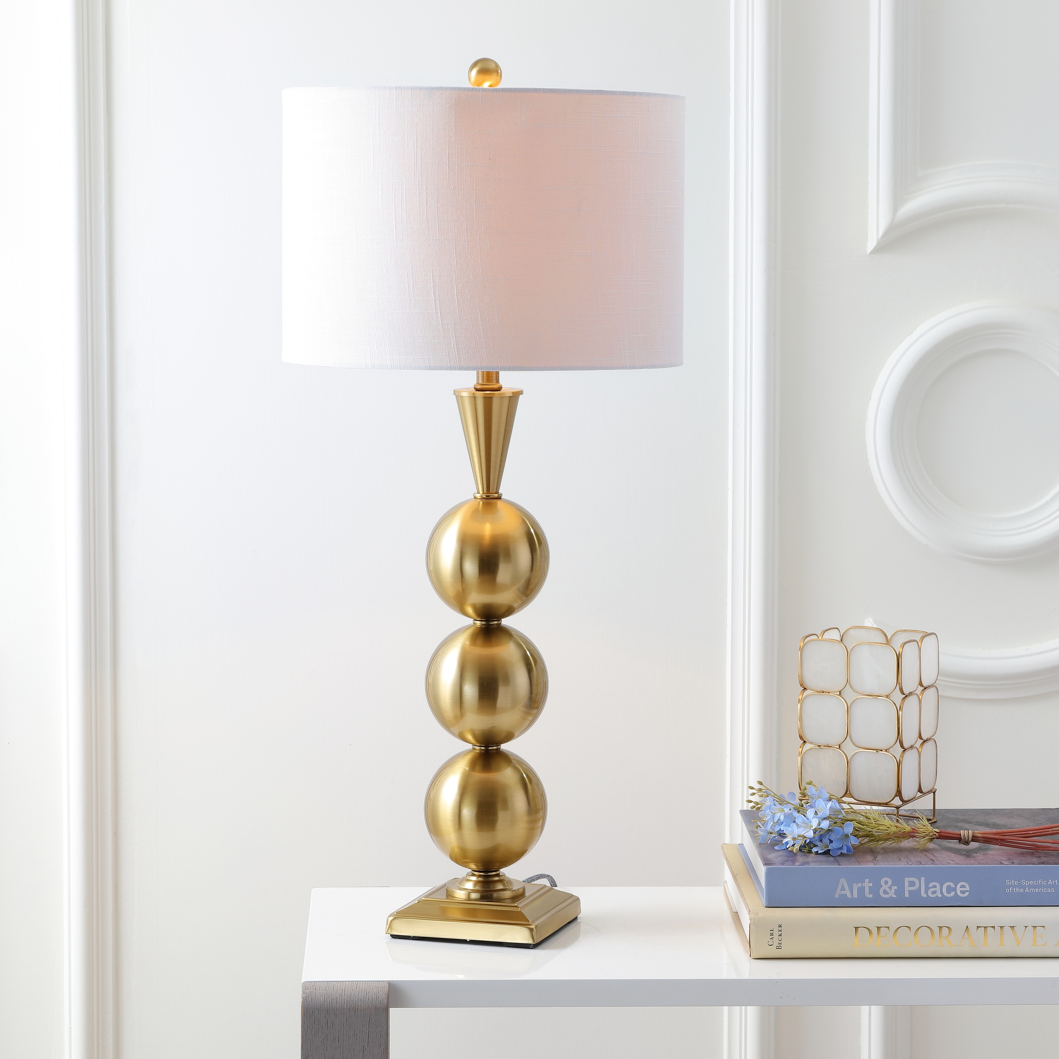 JONATHAN Y June 33" Metal LED Table Lamp, Brass