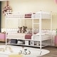 preview thumbnail 14 of 22, Twin Over Twin Metal Bunk Bed with Storage Shelf & Guardrails, Ladder