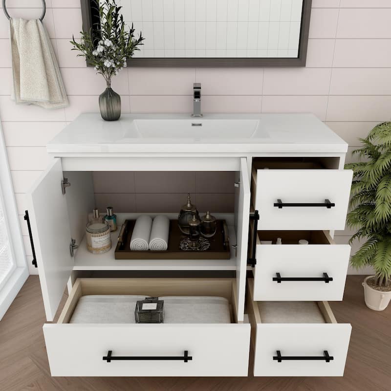 Victoria 42'' R Drawer Freestanding Vanity with Reinforced Acrylic Sink - 41.5