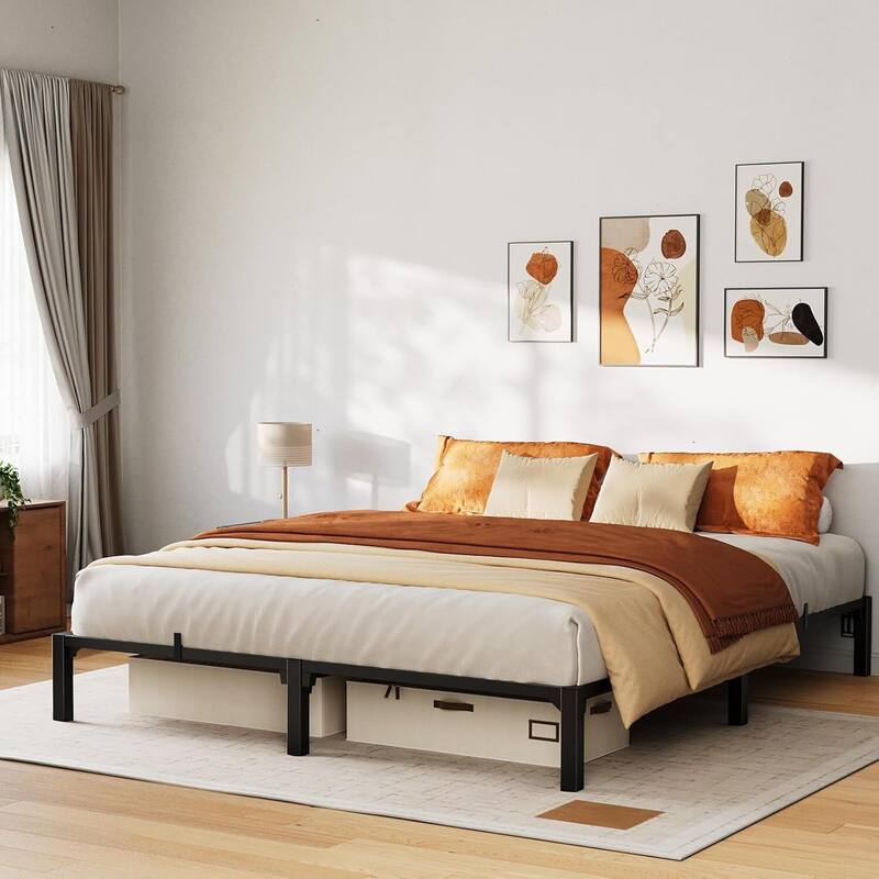10 Inch Metal Platform Bed Frame Easy Assembly Bed Base for Bedroom and Home Use - King