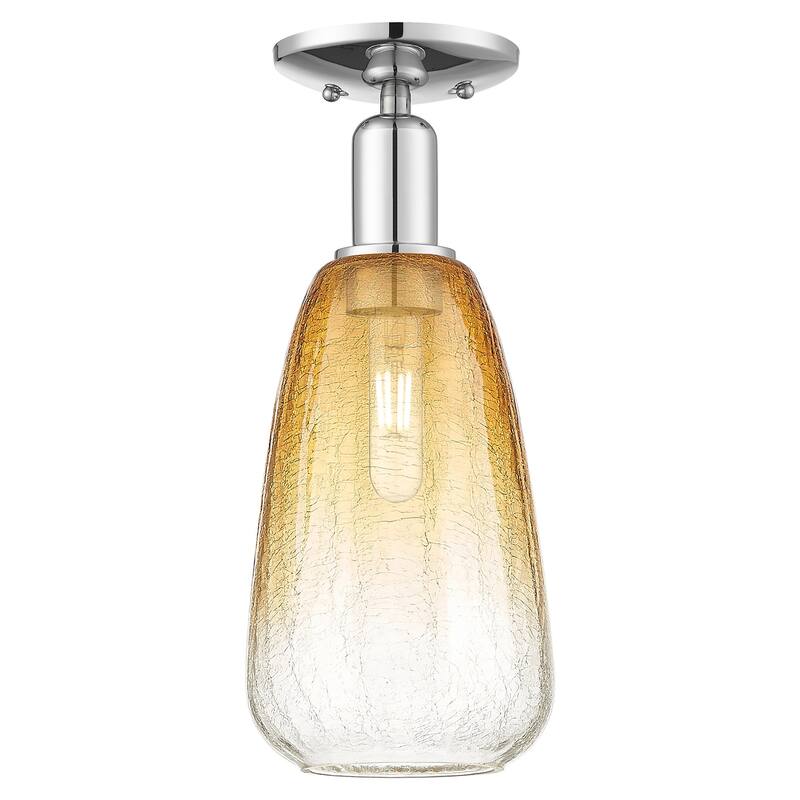 Innovations Lighting 716-1C-15-6 Brookhaven Almond Semi-Flush - Polished Chrome / Amber