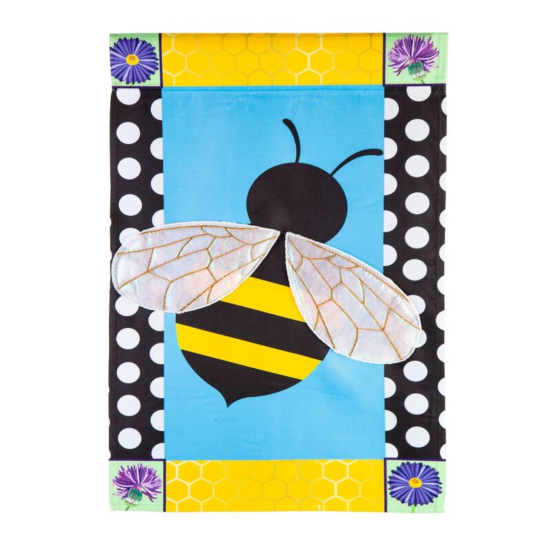 12.5 in. x 18 in. Bee with a Border Garden Applique Flag