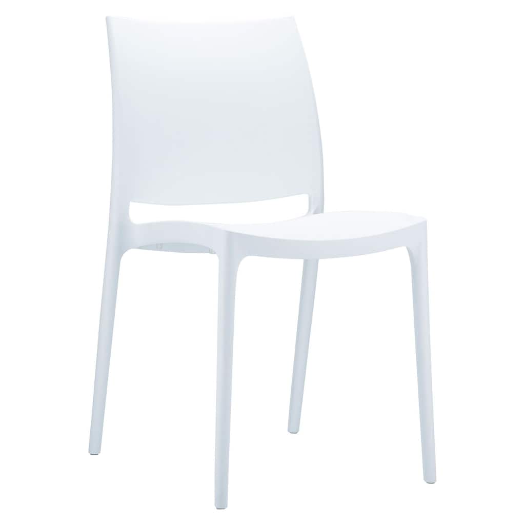32" White Outdoor Patio Solid Dining Chair