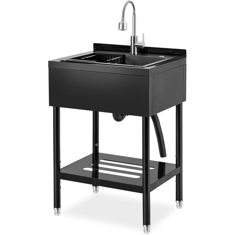 Stainless Steel Utility Sink with Faucet,Commercial Laundry Tub with Adjustable Legs